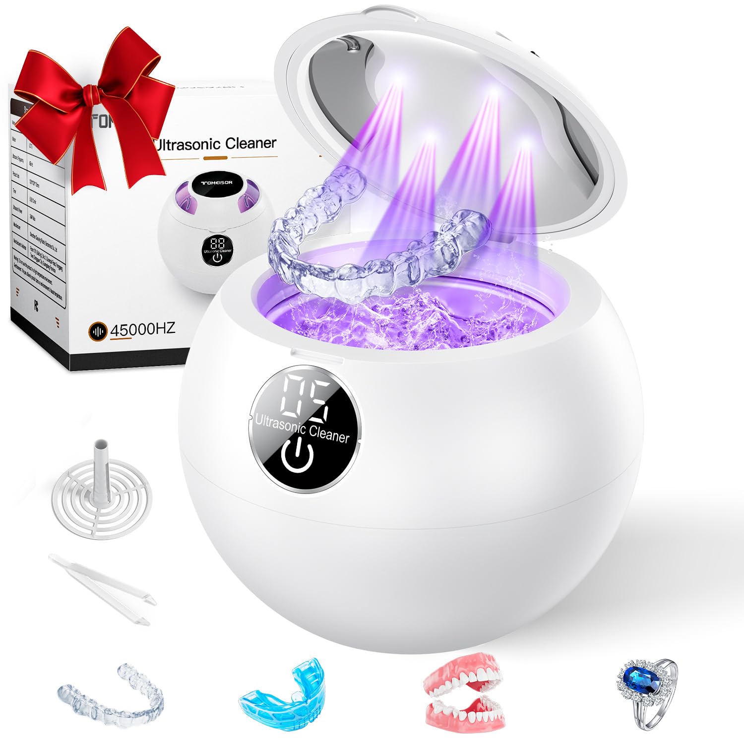 Ultrasonic Retainer Cleaner Machine with UV Lamp for Dental Care