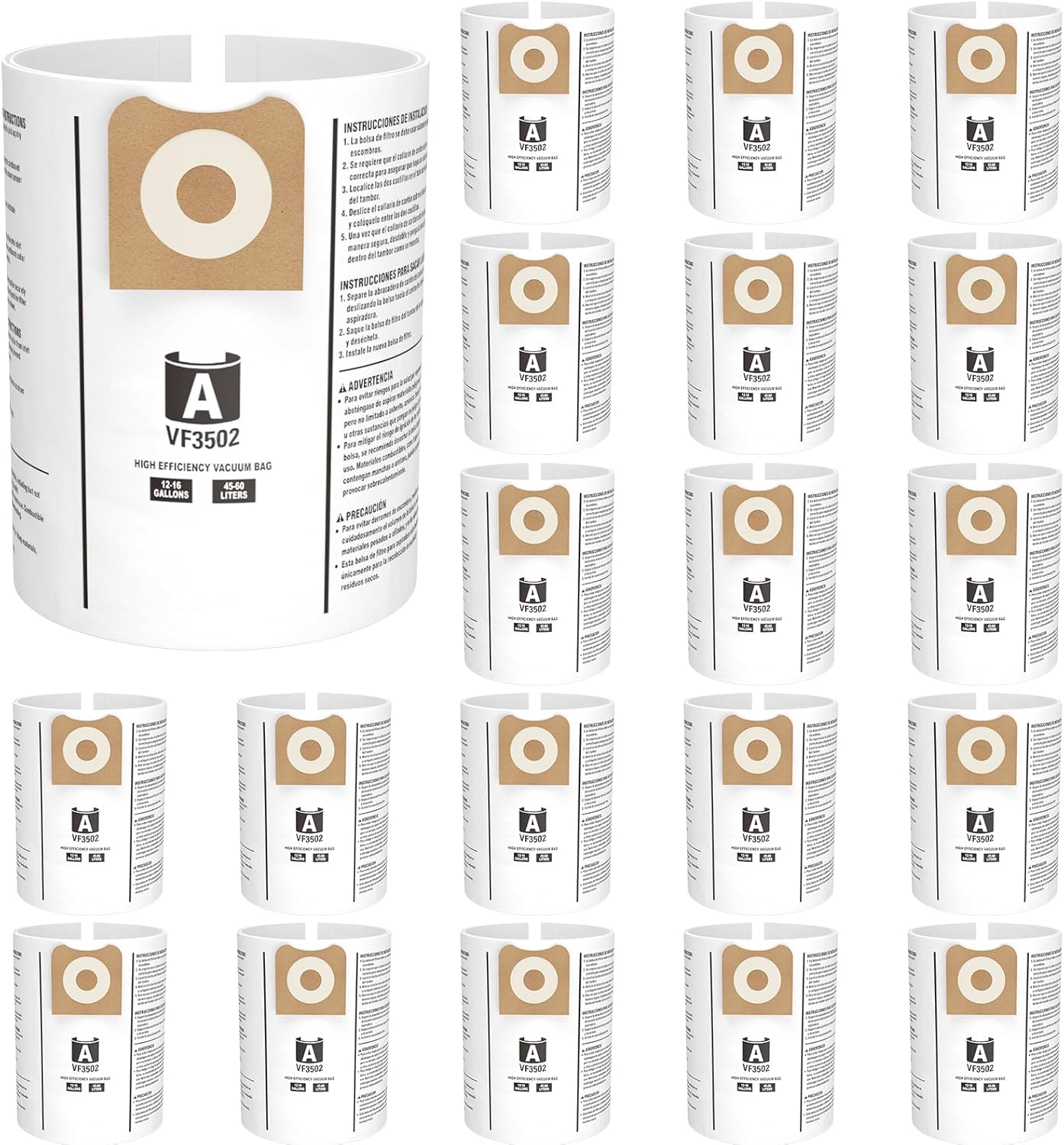 20 Pack VF3502 Vacuum Bags for Ridgid Wet Dry Vacuums