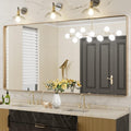 72x36 Gold Bathroom Mirror Rounded Rectangle Frame - Clear, Sturdy