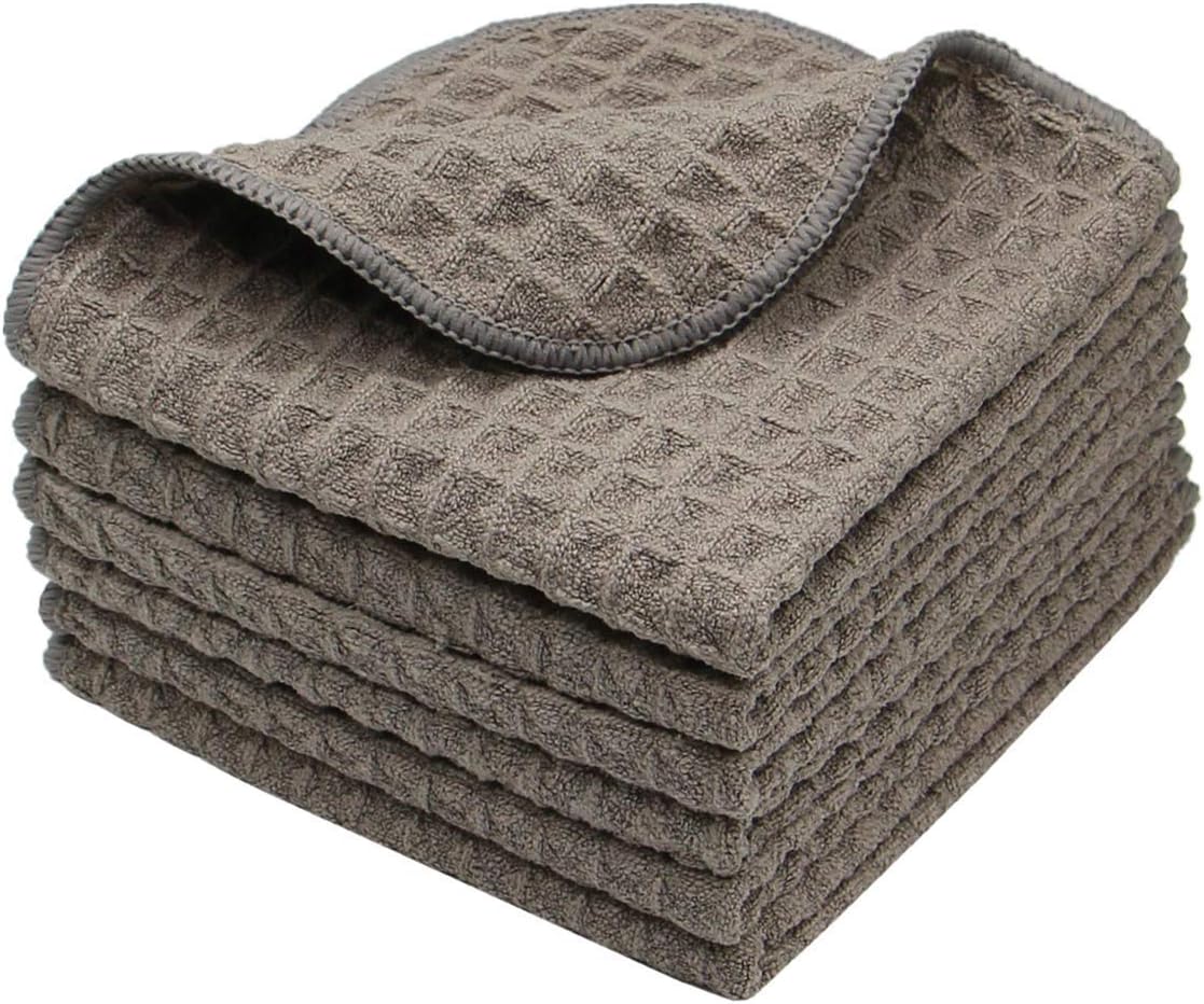 VeraSong 6-Pack Ultra Absorbent Kitchen Cloths - Odor-Free & Thick Waffle Weave