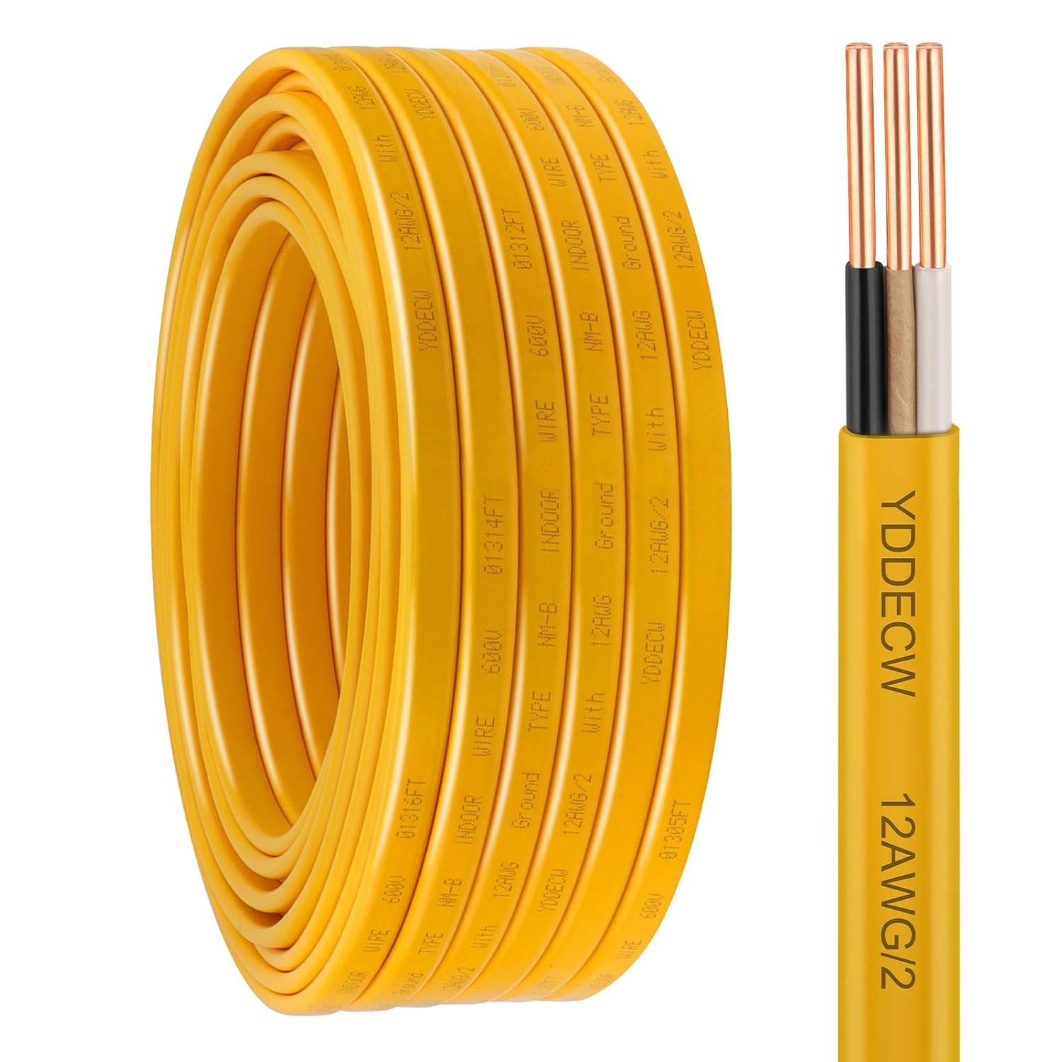 12/2 NM-B Wire with Ground - 50FT 12 Gauge Copper Cable