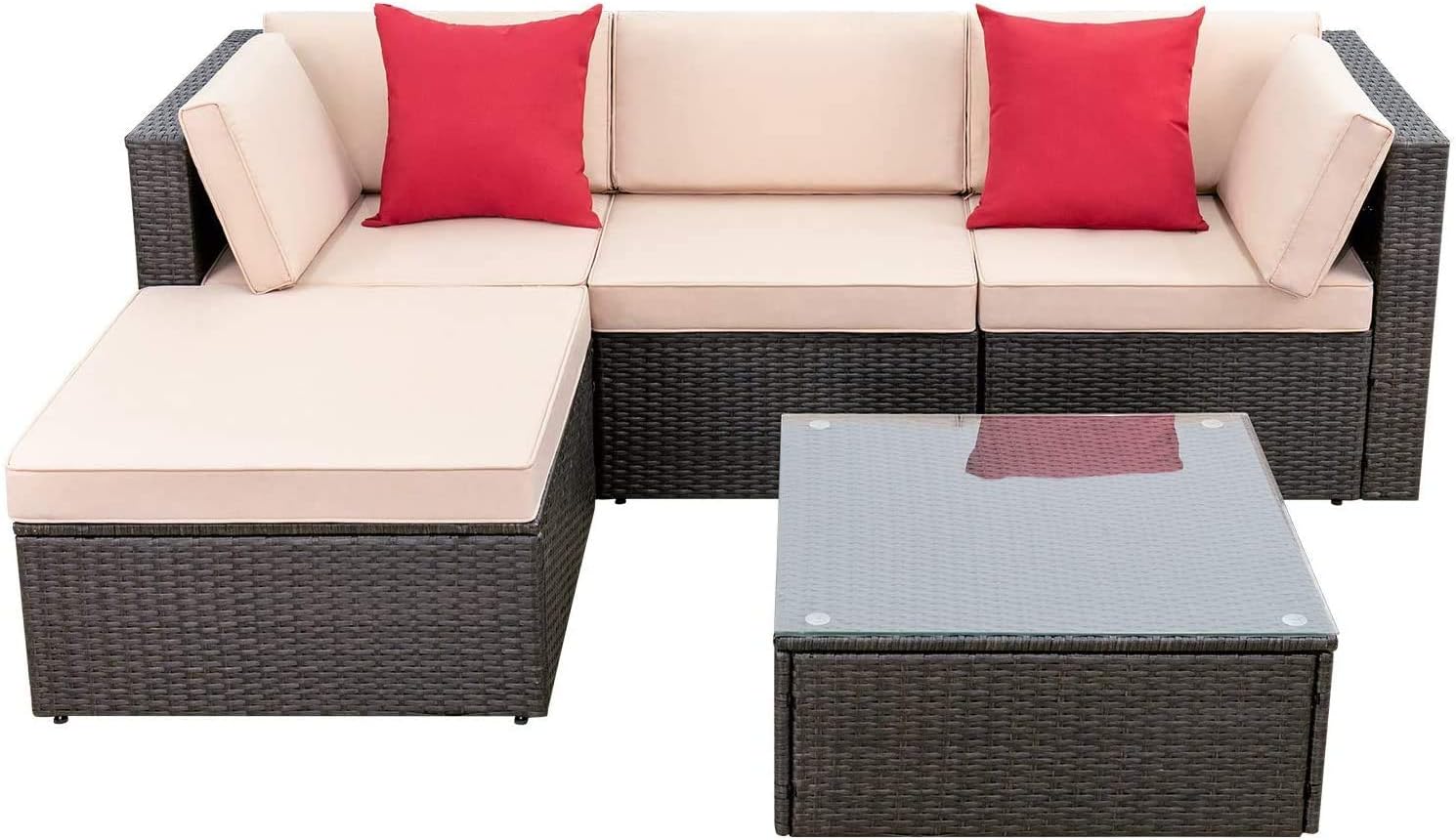 Devoko 5 Pieces Patio Furniture Set for All Weather Comfort