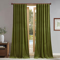 StangH Velvet Curtains - Extra Long Olive Green Room Dividers
