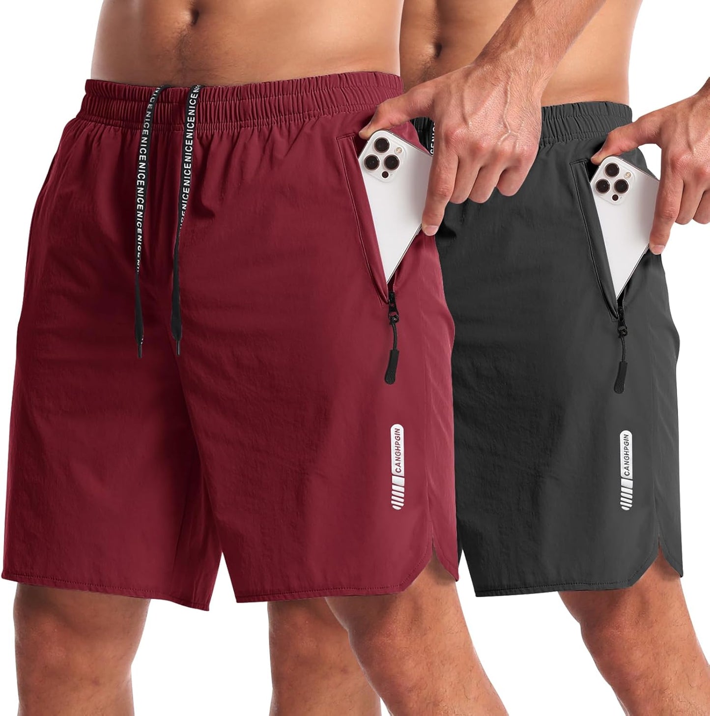 CANGHPGIN 2 Pack Mens Workout Athletic Shorts for Comfort