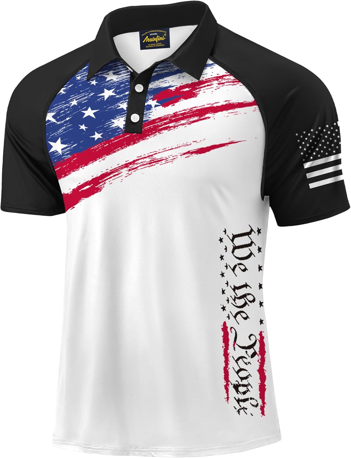 Mainfini Men's Short Sleeve Golf Shirt with USA Flag Design