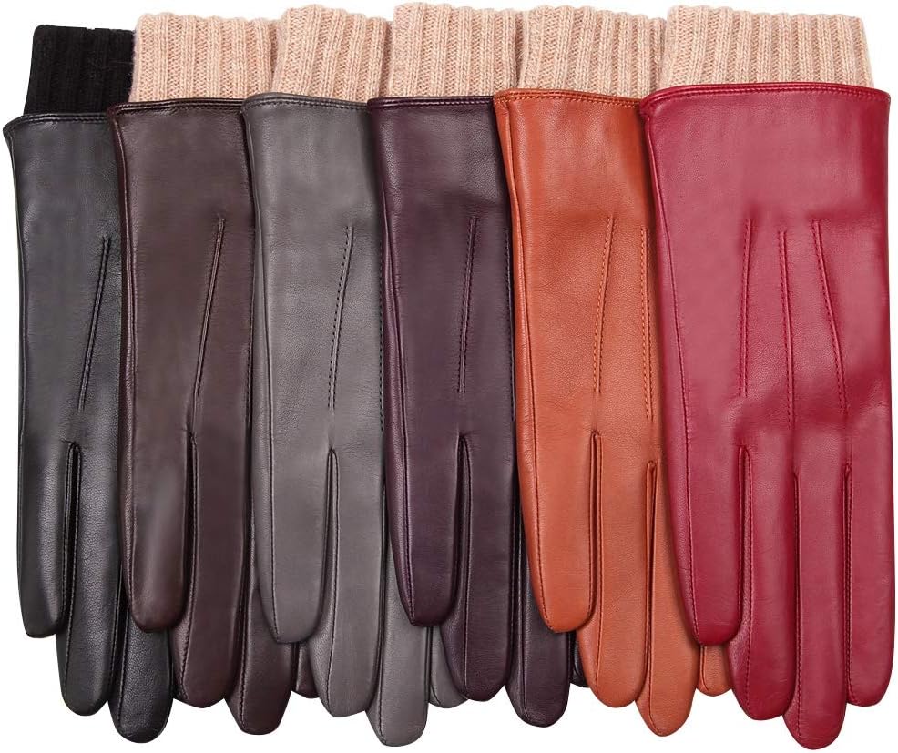 Warmen Women's Sheepskin Gloves - Touchscreen Cashmere/Wool Lining