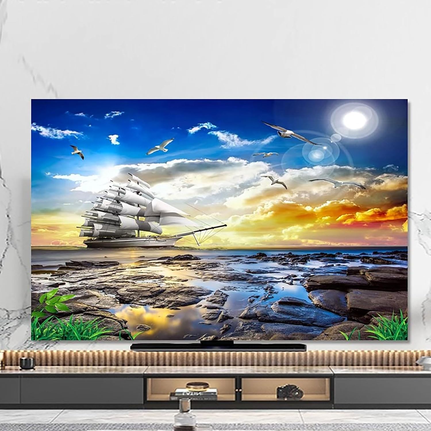 Art Printing TV Dust Cover for 32-85Inches Indoor TV Use