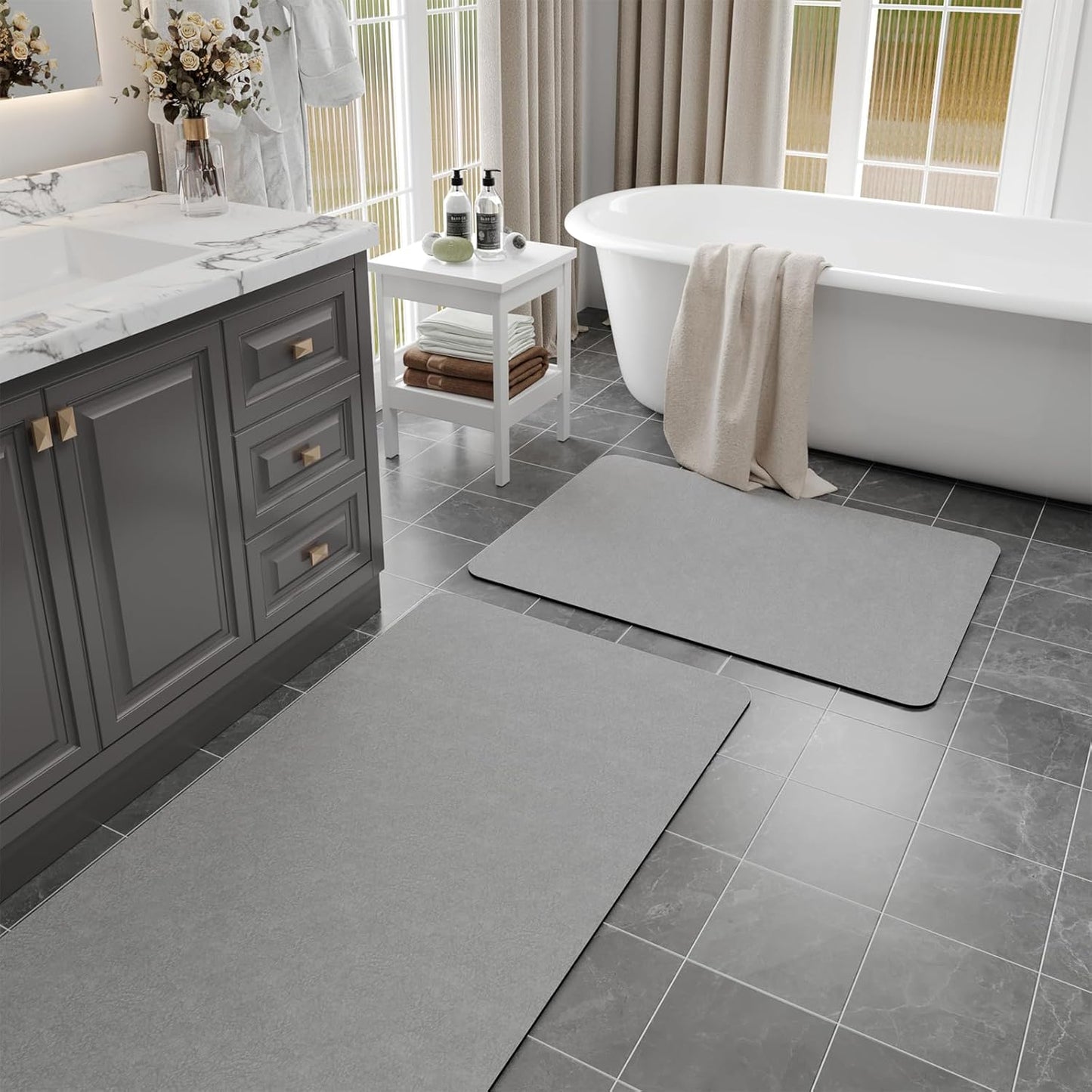 Quick Dry Diatomaceous Earth Bath Mat Set for Bathroom Use