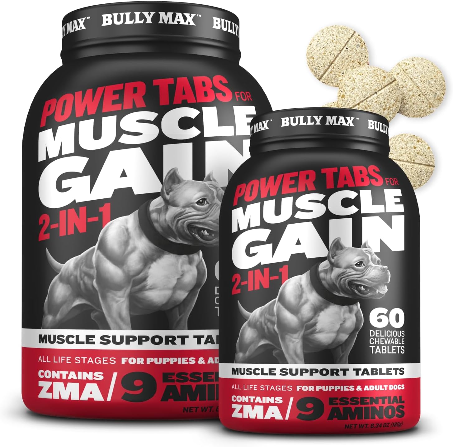 Bully Max 2-in-1 Muscle Builder Chewable Tablets for Dogs