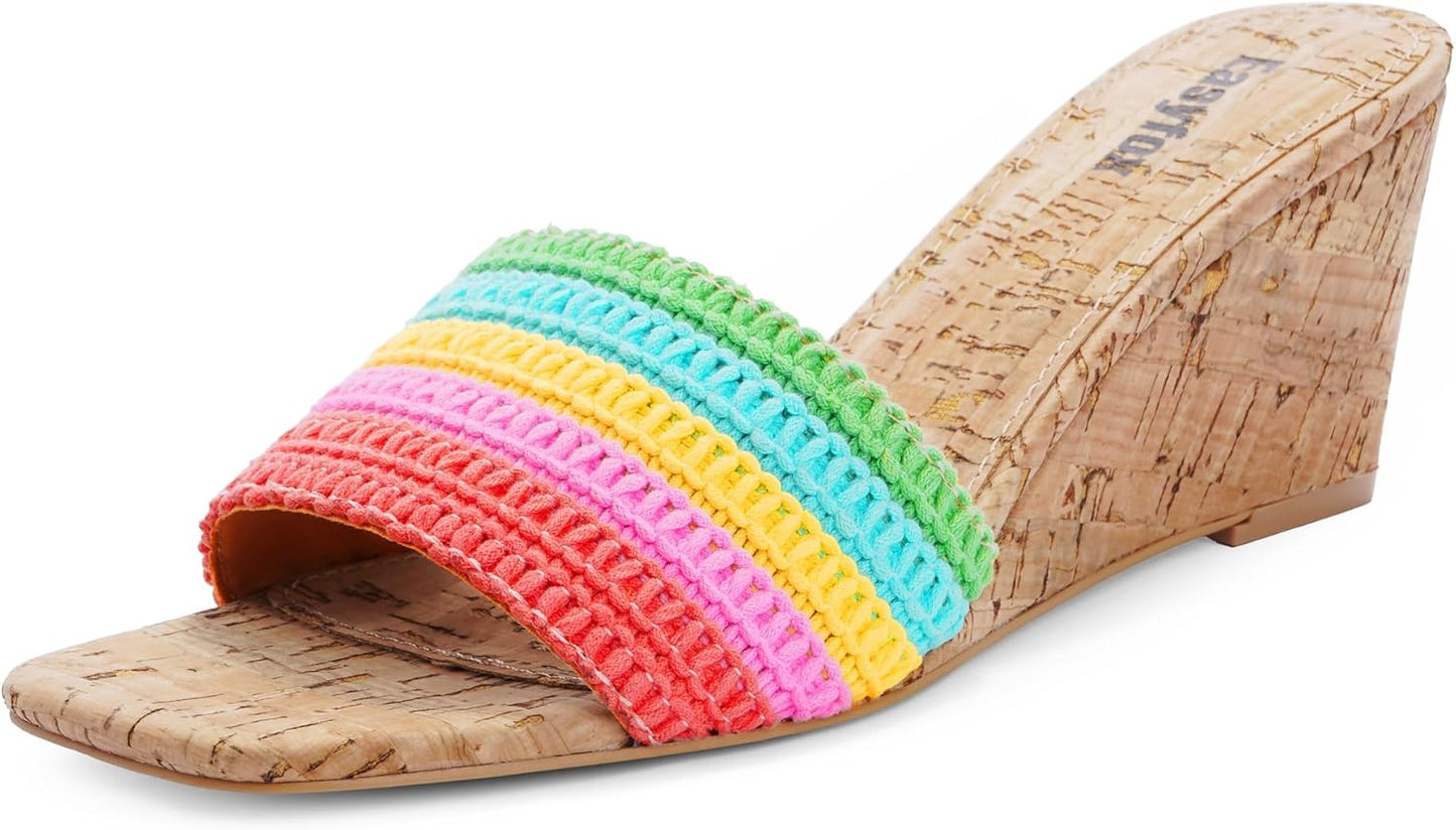 Wedge Sandals for Women Open Toe Heeled Wedge Mules Style