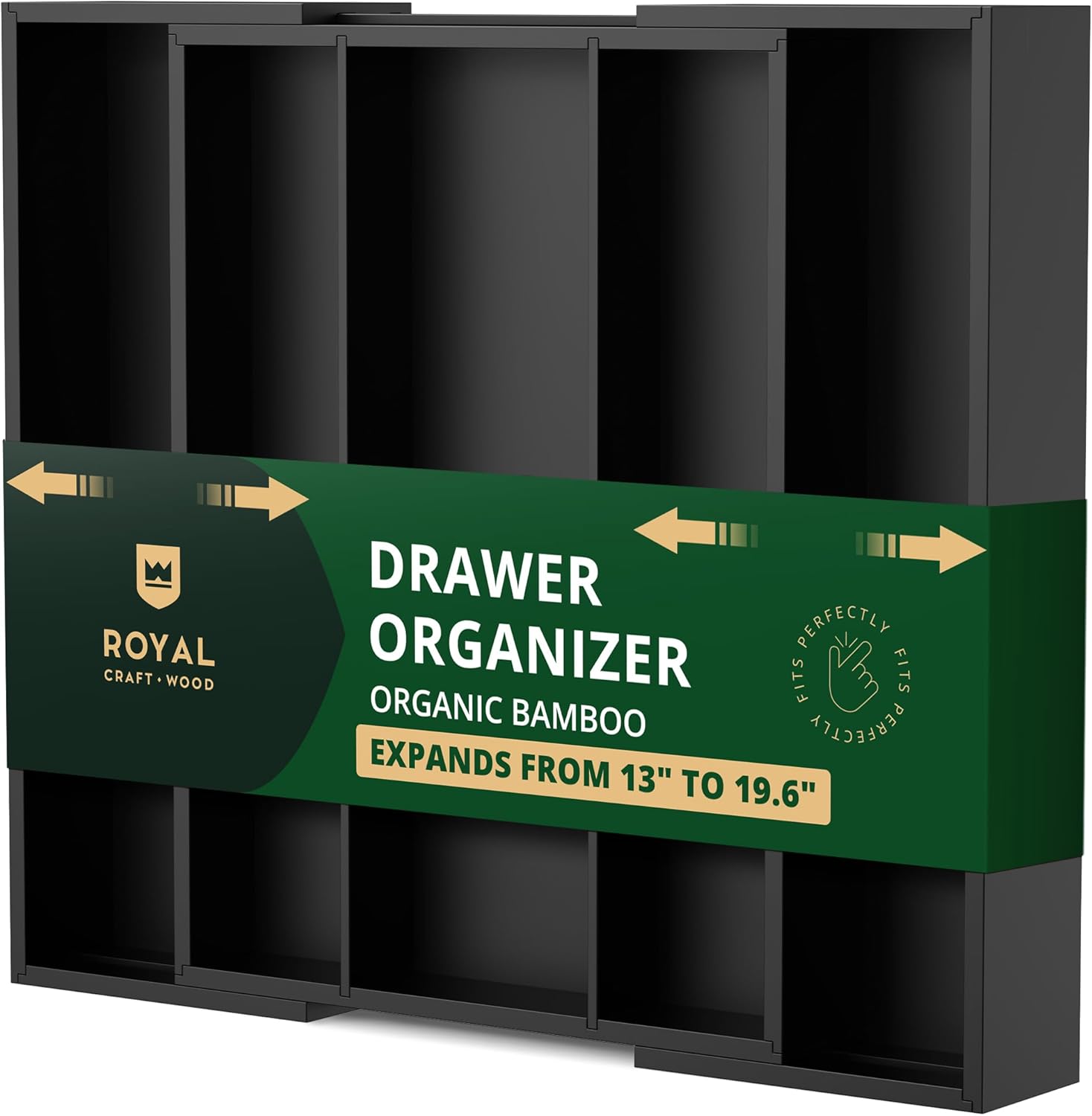 Luxury Bamboo Kitchen Drawer Organizer for Utensils and Cutlery