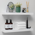 White Floating Shelves 24 in Solid Wood Set of 3 - Sturdy, Real Wood
