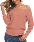 Feiersi Off Shoulder Sweater - Soft Long Sleeve Knit Pullover