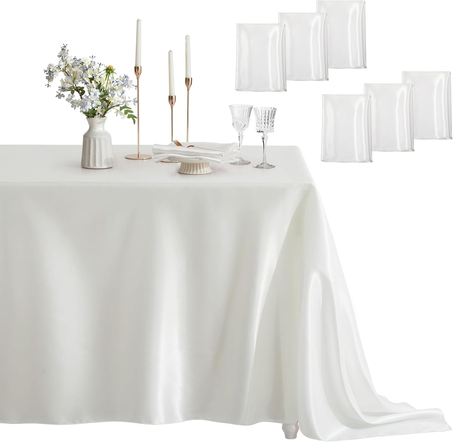 Satin Table Cover Rectangle for Elegant Wedding Banquet Decor