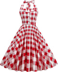 Women 50s Vintage Polka Dot Halter Swing Dress - Classic (Style JC4R)