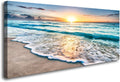 Canvas Prints Wall Art Beach Sunset Ocean Waves - Stretched 20x40in