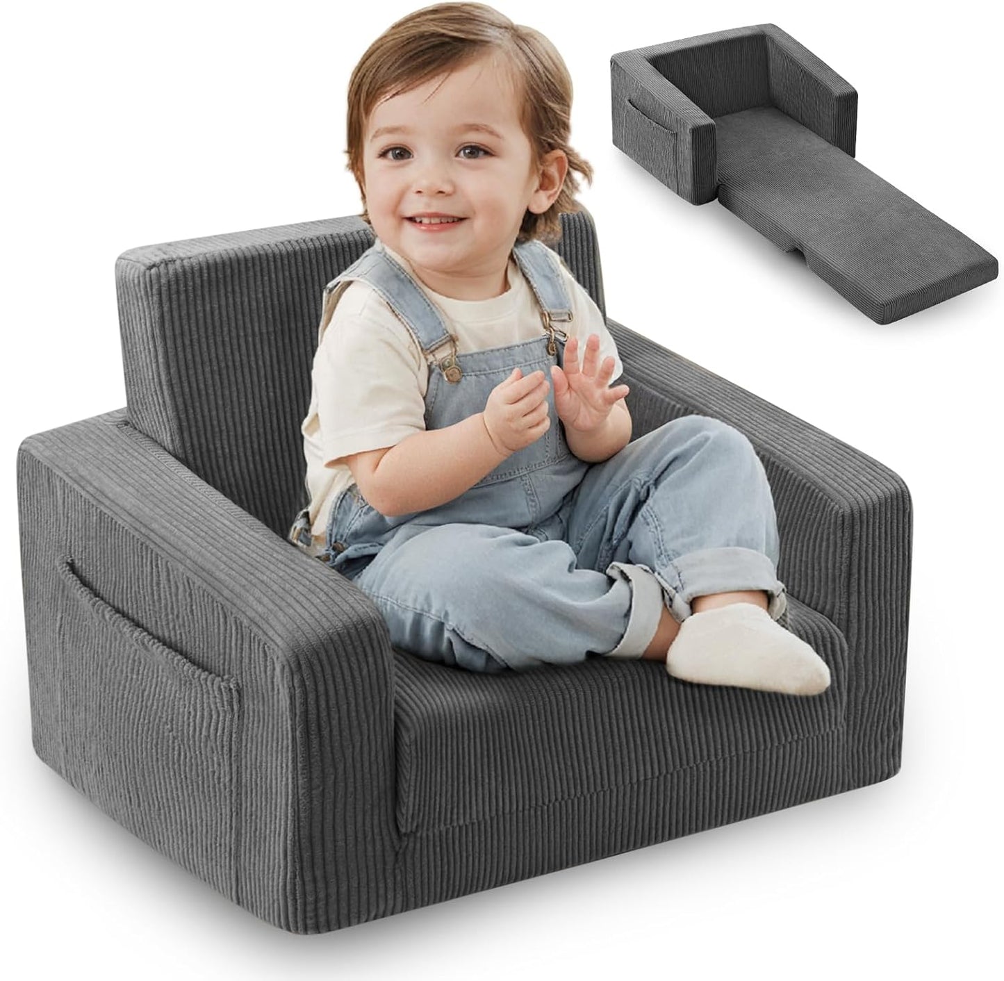 Toddle & Kids Chair 2-in-1 Soft Toddler Couch for Ages 1-3