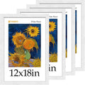 12x18 Frame Set of 4 - Elegant White Textured Wood Design