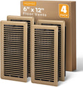 6x12 Floor Register Vent Cover 4 Pack - Heavy Duty Steel Brown