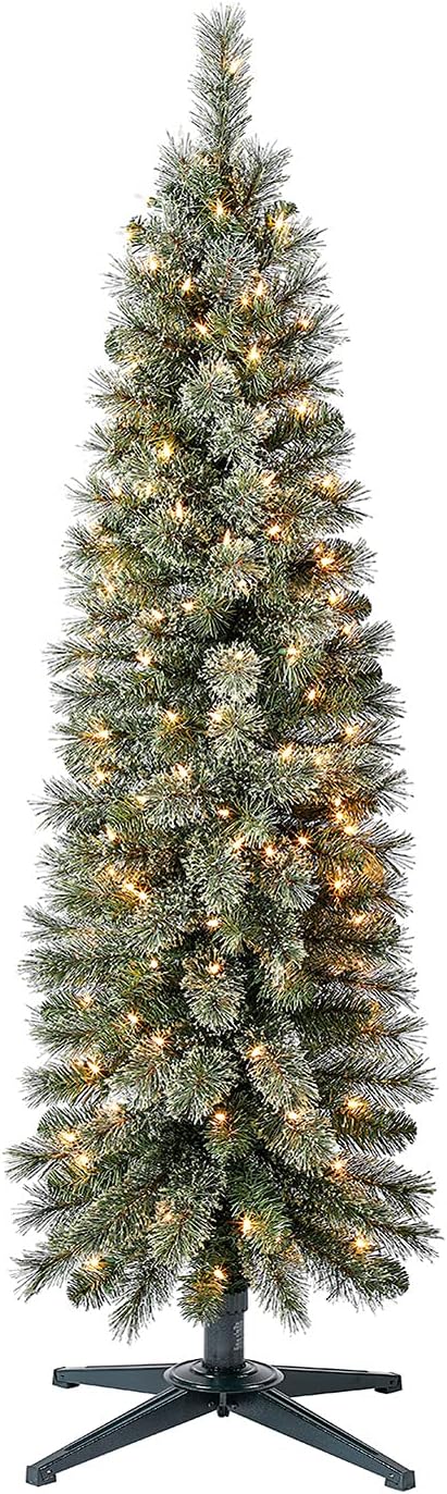 Home Heritage 5ft Stanley Slim Pre-Lit Pencil Christmas Tree
