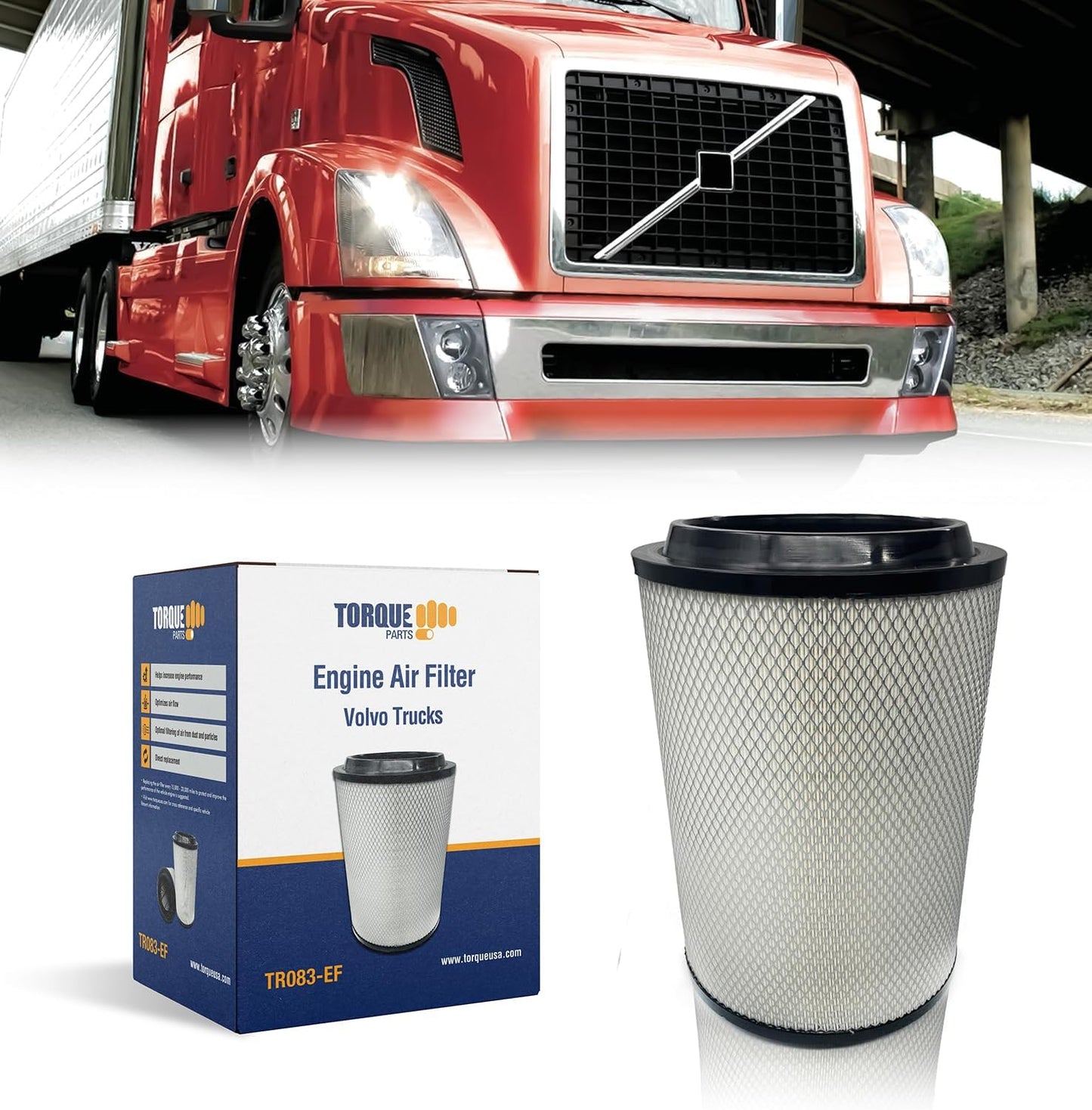 TORQUE Engine Air Filter for Select Semi Trucks - Reliable Fit