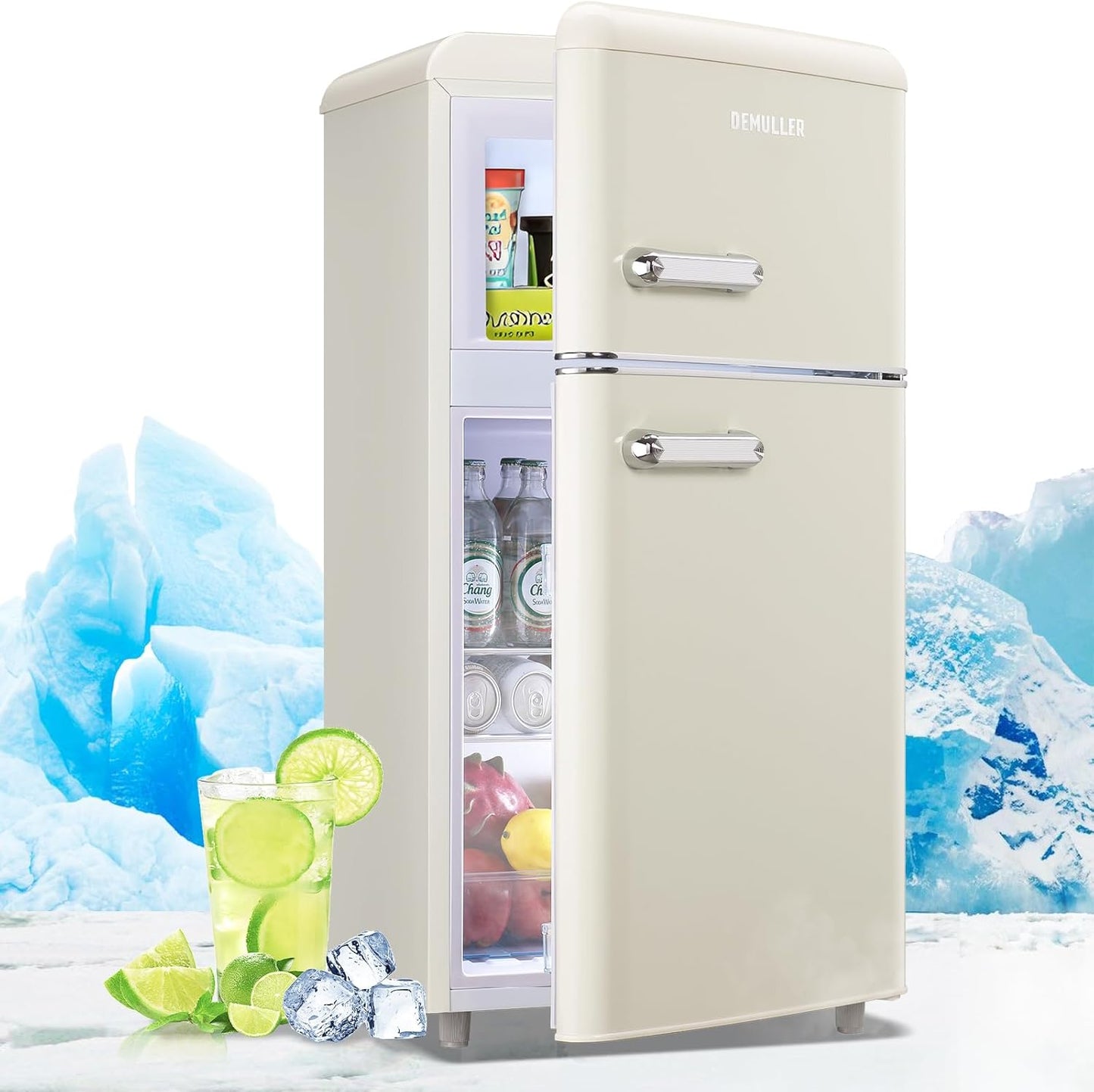 Mini Refrigerator 3.5 Cu.Ft Dual Door Fridge for Home Use
