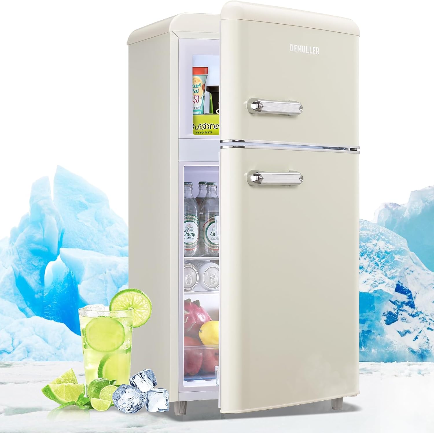 Mini Refrigerator 3.5 Cu.Ft Dual Door Fridge for Home Use