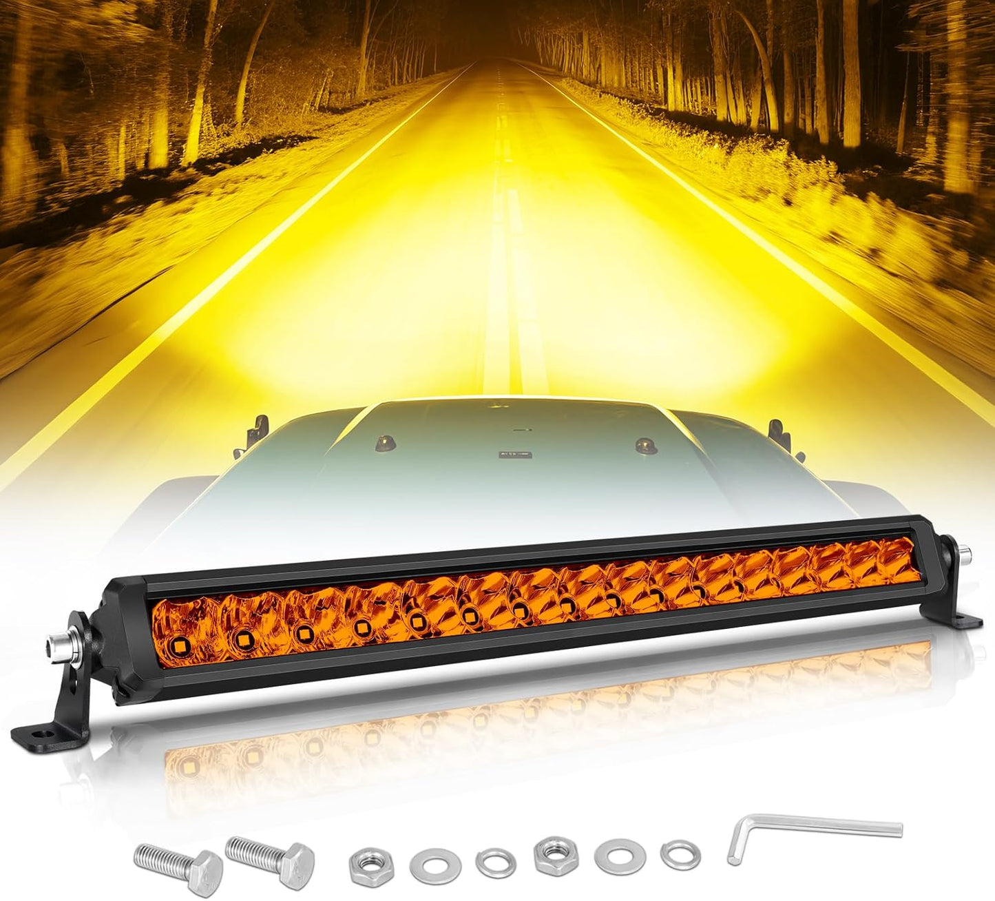 18 Inch Amber Light Bar for F150 Wrangler and More Vehicles