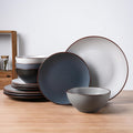 Famiware Venus Plates and Bowls Set, 12-Piece Stoneware Dinnerware