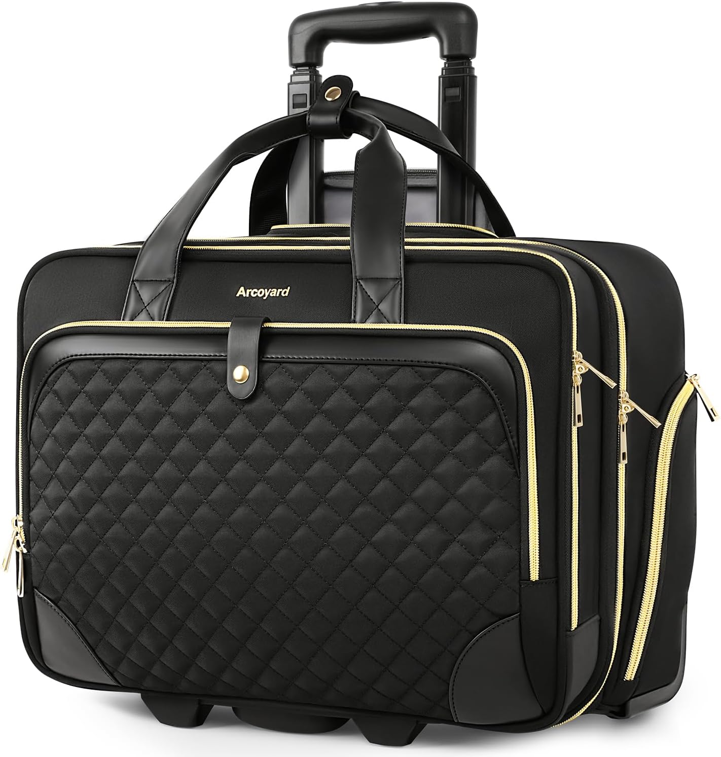 Rolling Laptop Bag for Women with Waterproof Pocket and Wheels