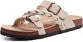 Women's Cork Footbed Slide Sandals with Braided Straps - Comfortable
