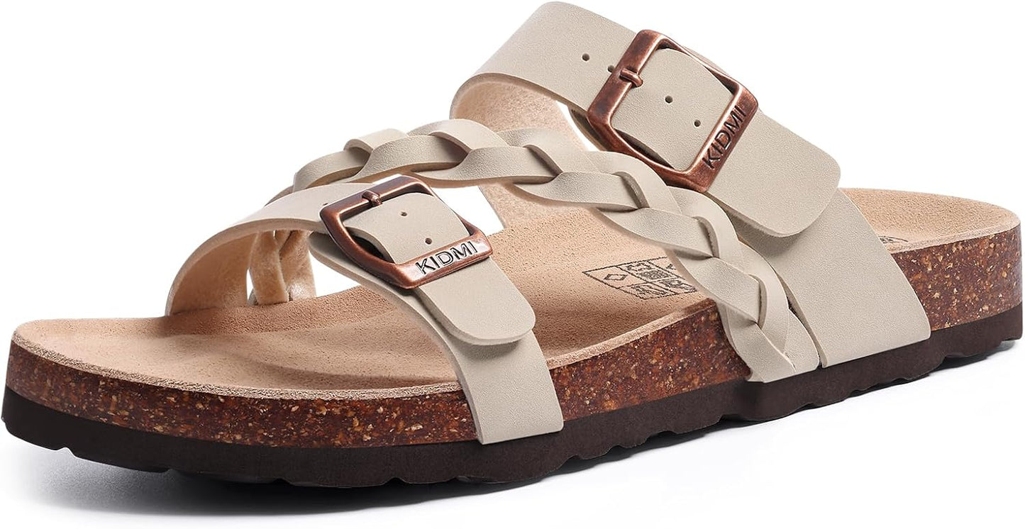 KIDMI Women's Cork Footbed Sandals with Arch Support for Summer
