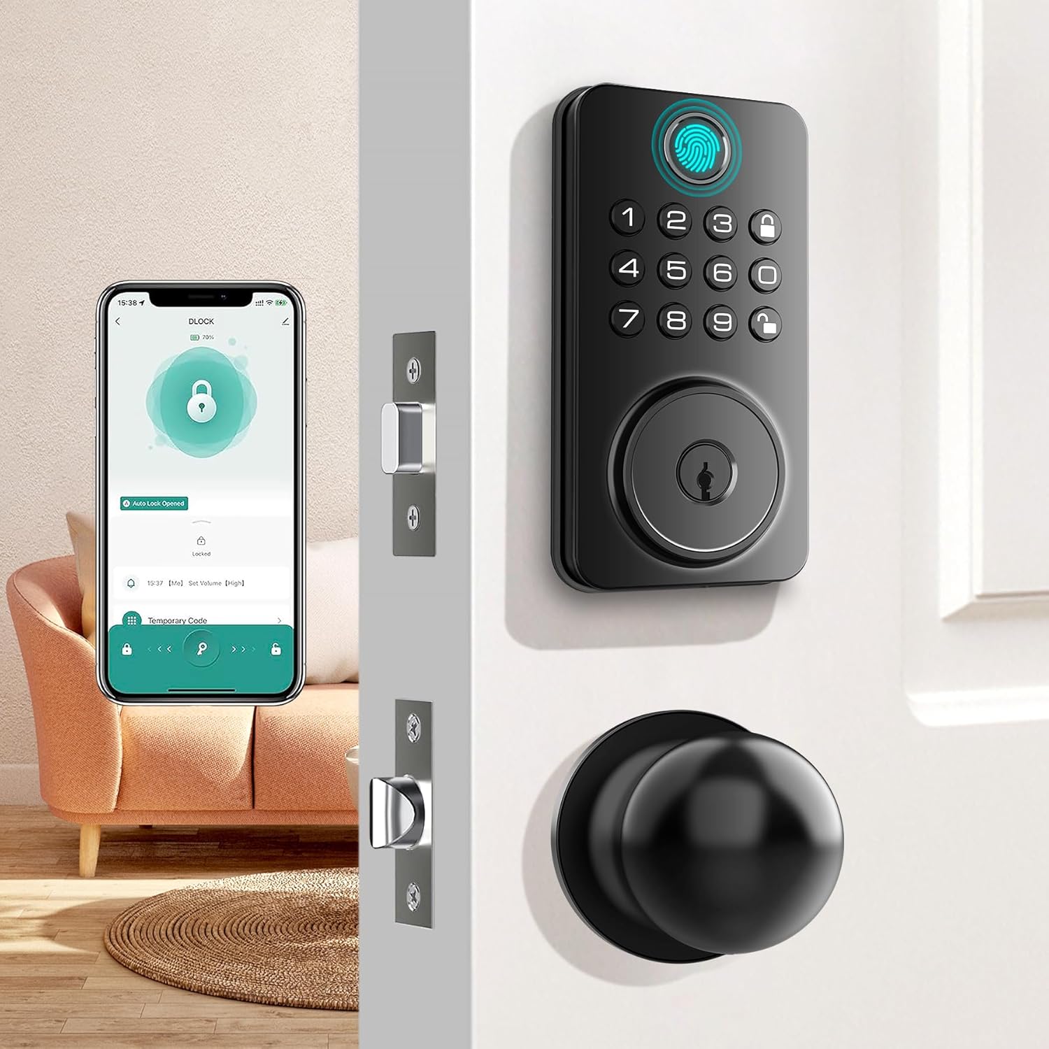 Fingerprint Door Lock Deadbolt with Smart Keyless Entry System