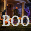 Solar Powered Halloween BOO Yard Sign Set - Self-Lit Spooky Lawn Decor