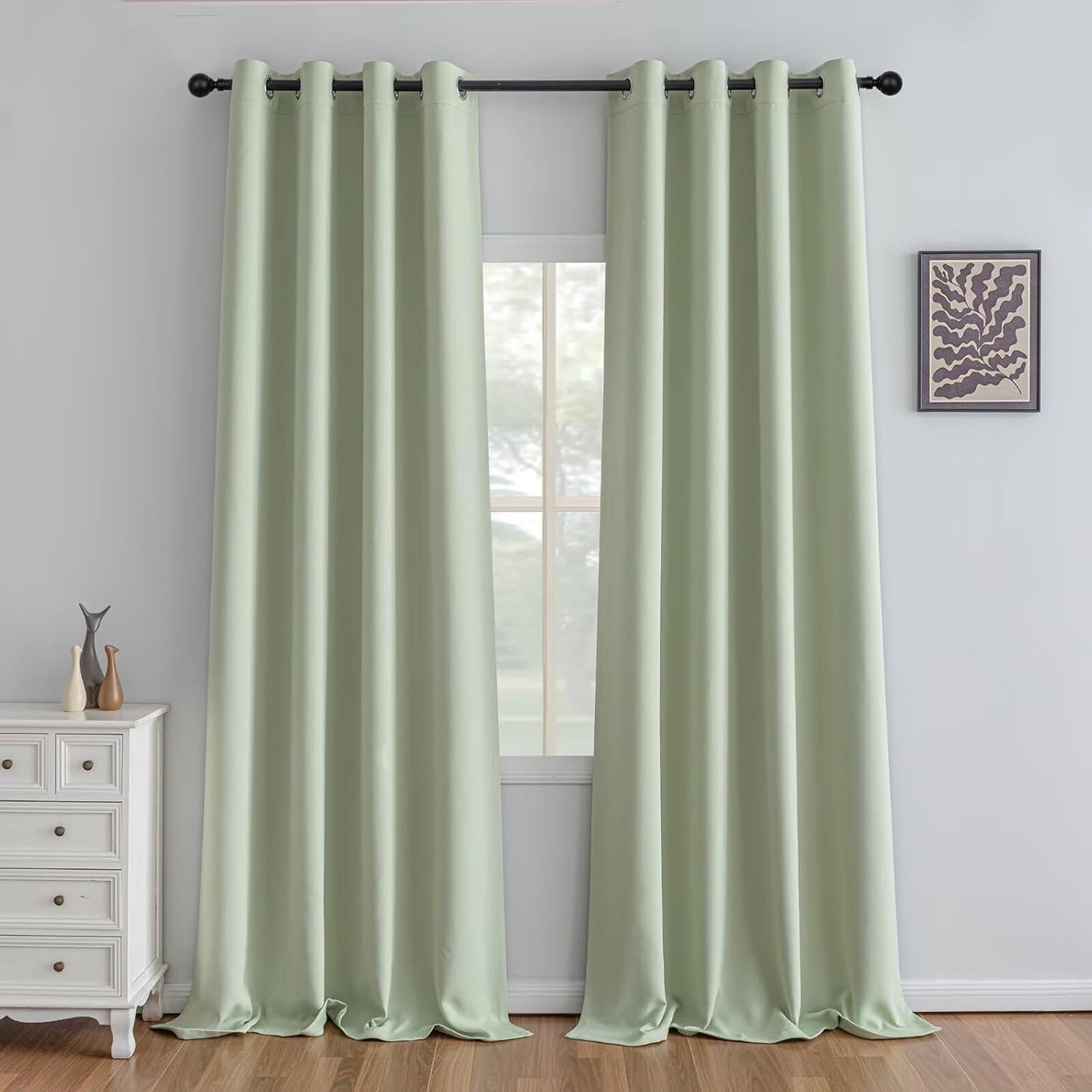 Sage Green Curtains 108 Inch Length for Living Room and Bedroom