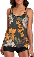 Tankini Swimsuit Two Piece Flowy Tank Top with Boyshorts - Tummy