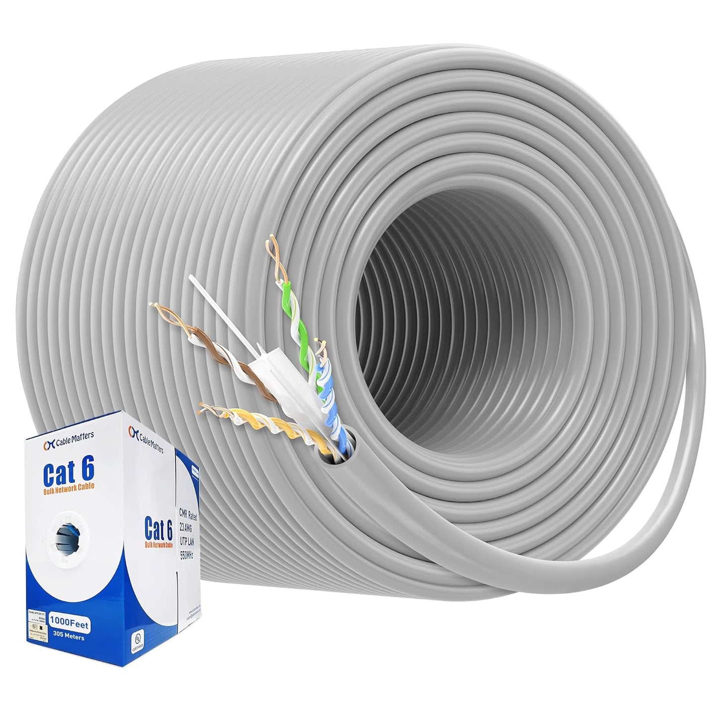 High-Performance 10Gbps Cat 6 Bulk Ethernet Cable - 1000ft