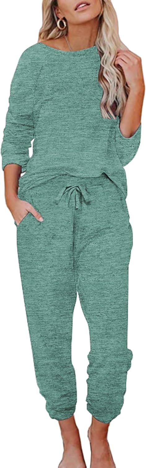 Ekouaer Womens Pajamas Set Long Sleeve Loungewear Soft Joggers