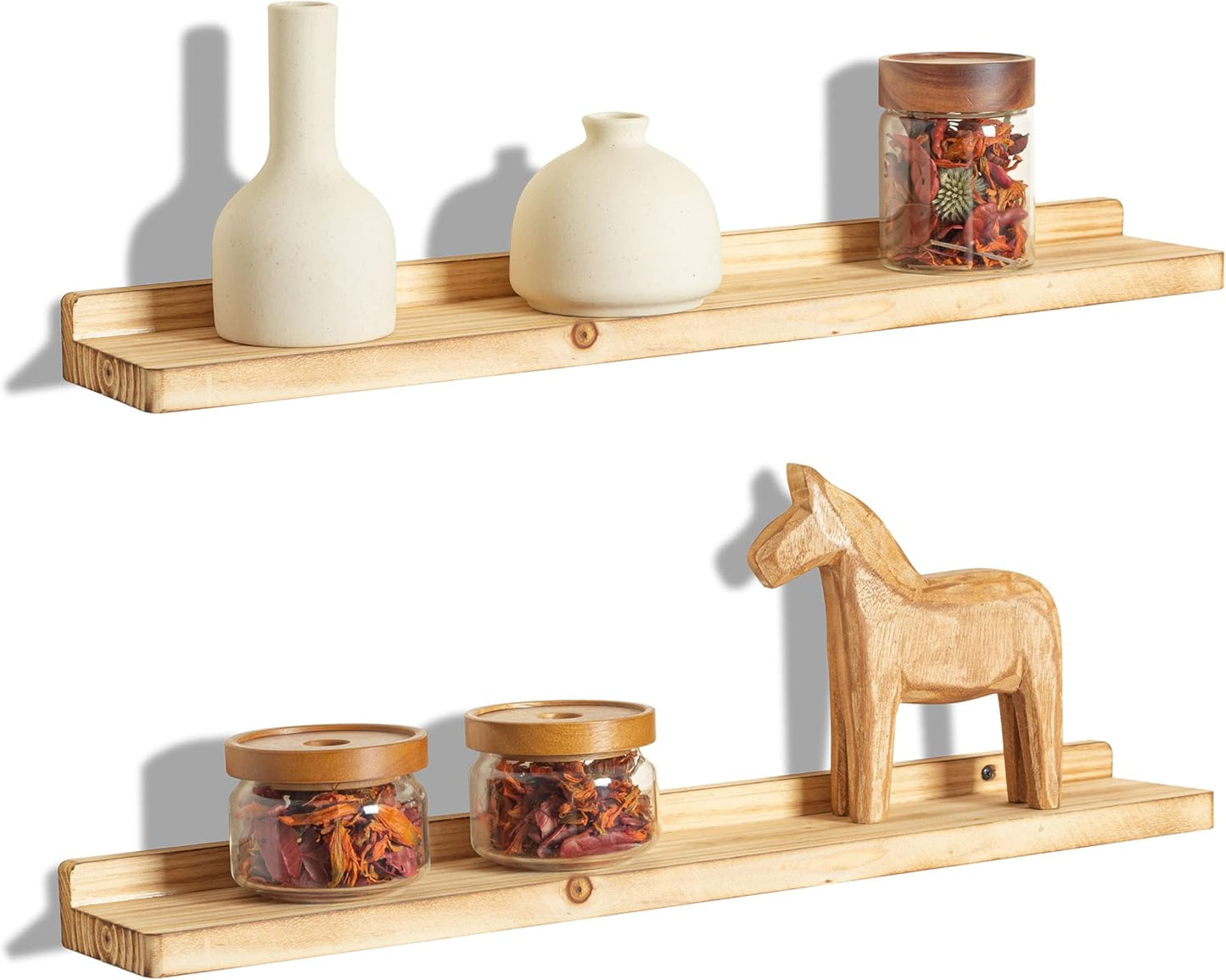 Floating Shelf Set of 2 Natural Wood 23Inch for Home Decor
