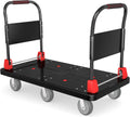Heavy-Duty Platform Truck Cart 2200lb Capacity - Foldable Handrails
