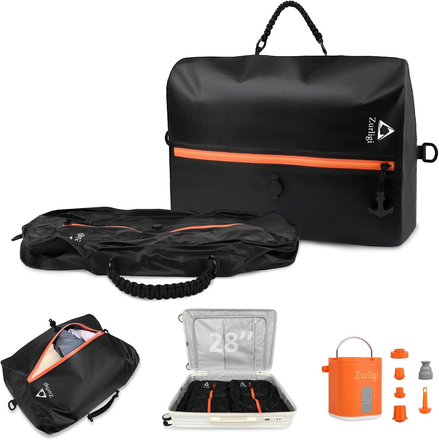 Zurligi Vacuum Compression Bags for Travel - Waterproof & Reusable