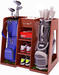Golf Bag Organizer Storage Rack Stand Holder - Fits 2 Extra Large Bags