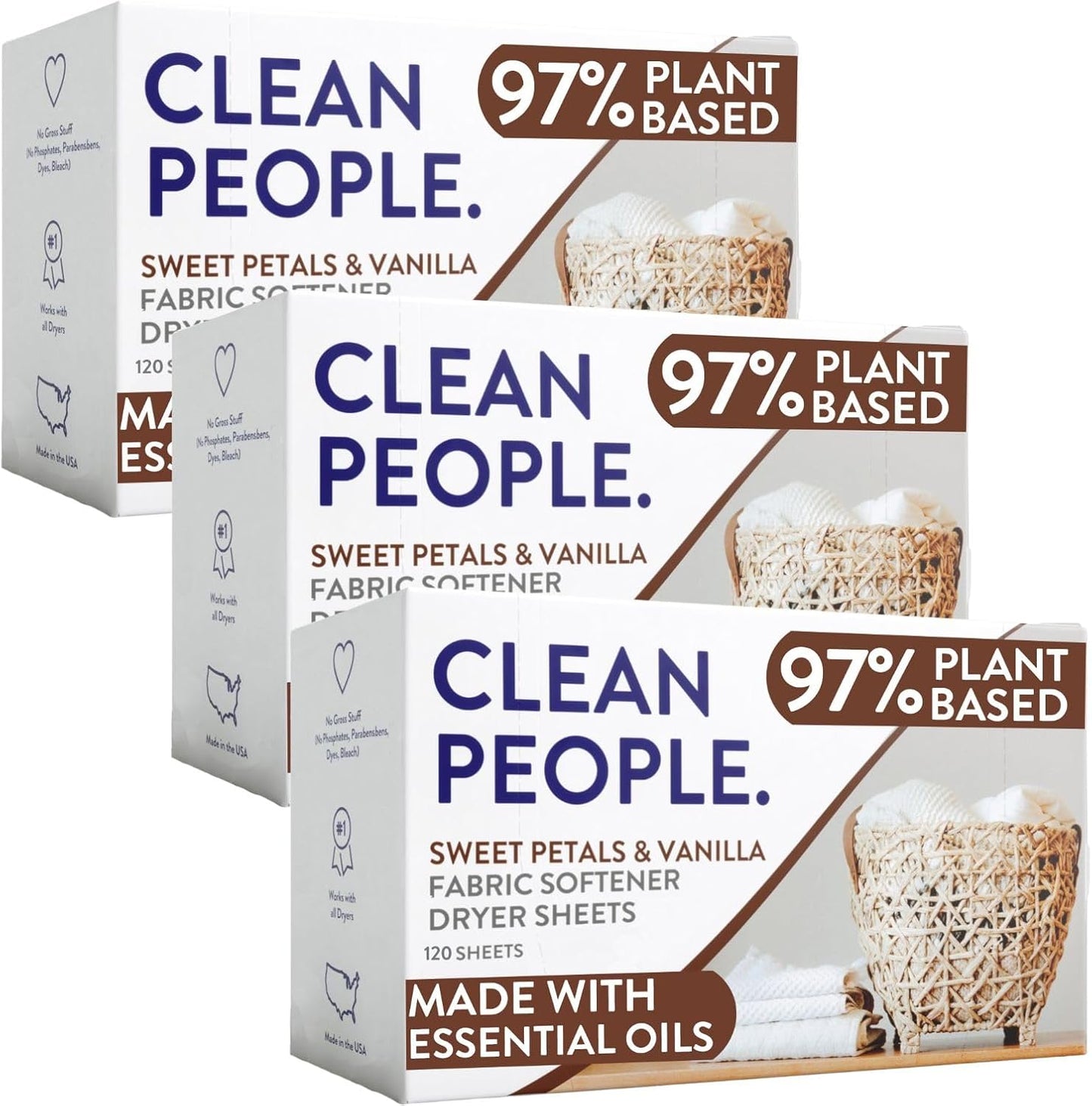 The Clean People Fabric Softener Sheets for Soft Clothes