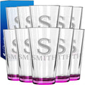 Personalized Beer Glasses Set of 10 Engraved Pink 16oz Pint Glasses
