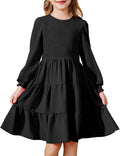Girls Boho Long Sleeve Smocked Tiered Dress with Pockets - Fall