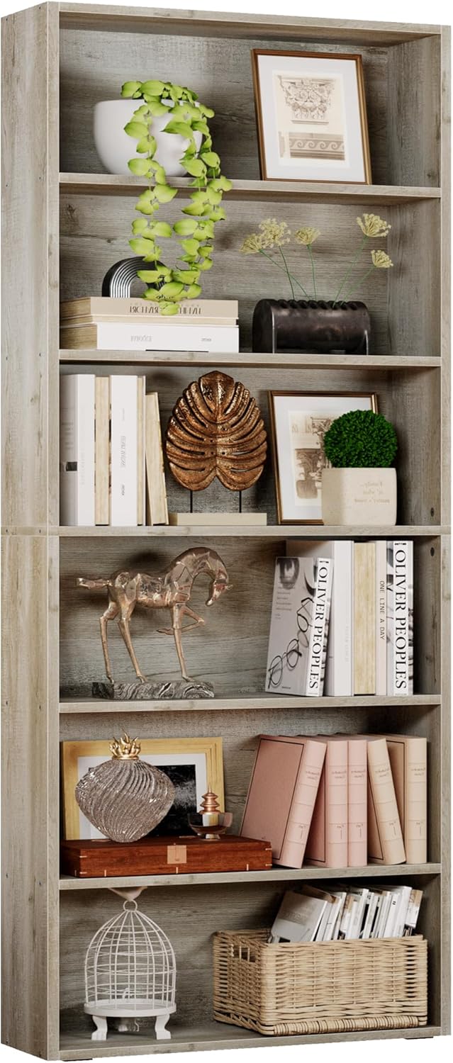 IRONCK 6 Tier Floor Standing Bookshelves for Home Office Decor