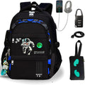 Luminous Backpack with Anti-Theft Lock and USB Port - School Laptop