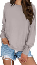 Solid Color Sporty Sweatshirt Women - Lightweight Fall Pullover