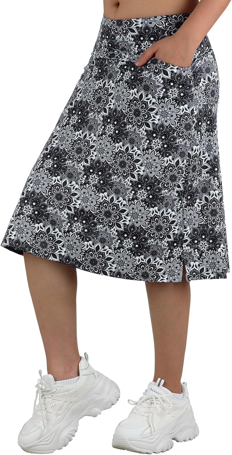 Women's Midi Length Skorts with 3 Pockets for Activewear