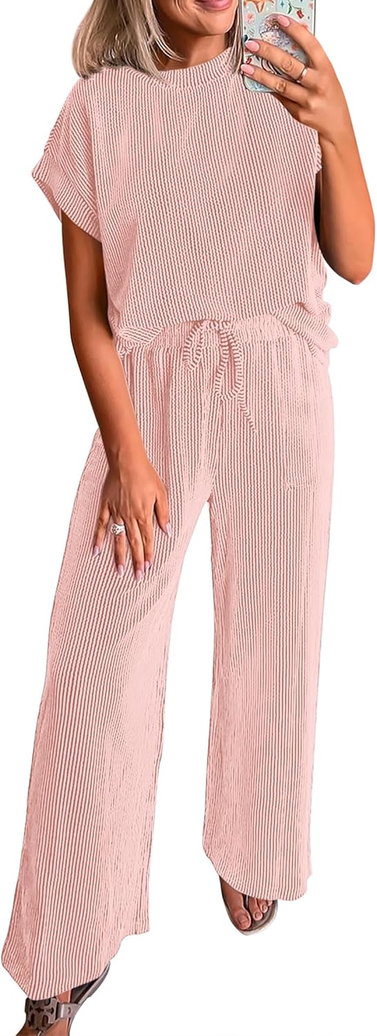 KIRUNDO Summer Sets Women 2 Piece Outfits for Casual Comfort
